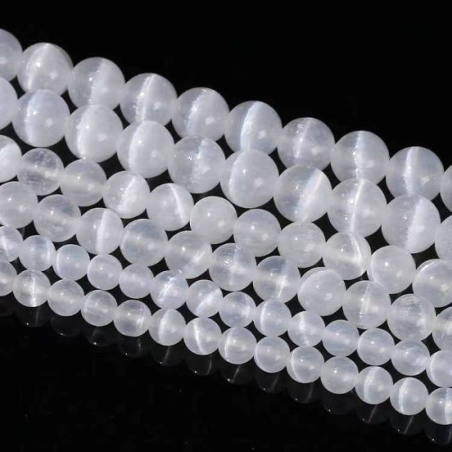 Selenite AA 6mm pearls on string