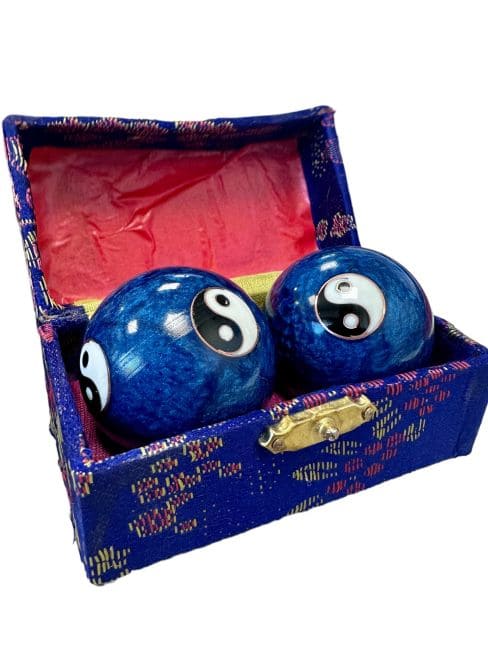 Blue Qi Gong health balls, Ying-Yang.