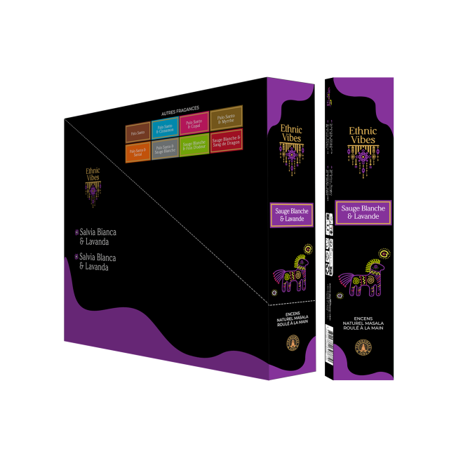 Fragrances & Sens Ethnic Vibes Whitesage & Lavander masala incense 15g