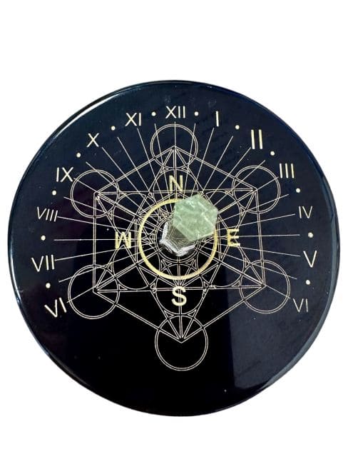 Metatron black onyx plaque with rock crystal 8cm