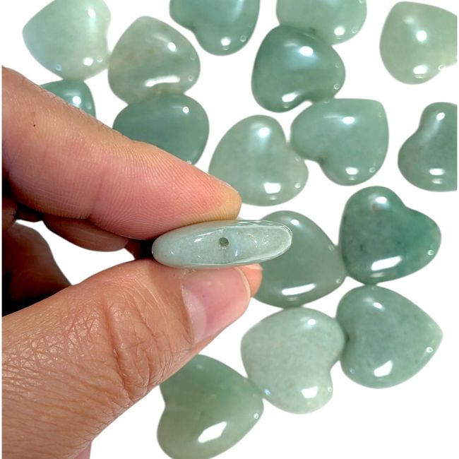 incense at Set of 20 pierced hearts in green Aventurine – 20 mm