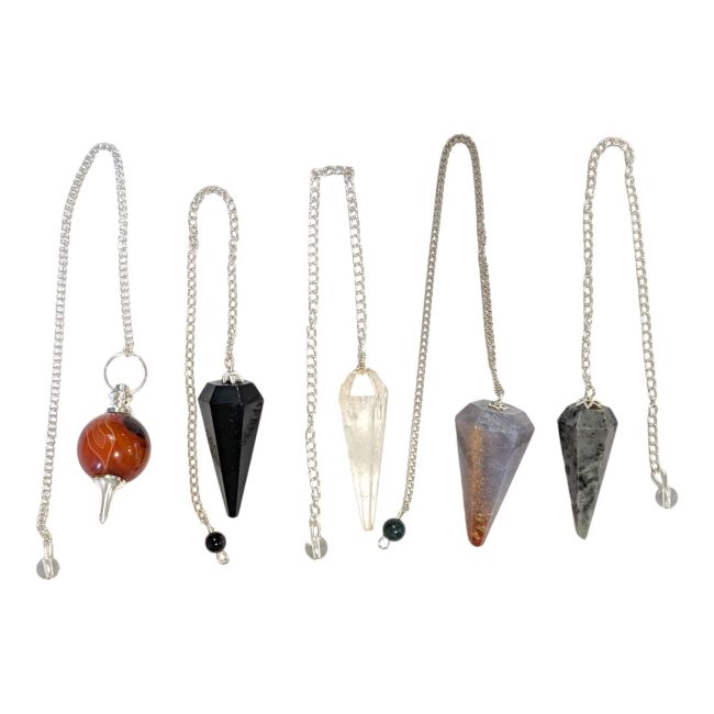 incense at Set of 5 pendulums made of natural stones