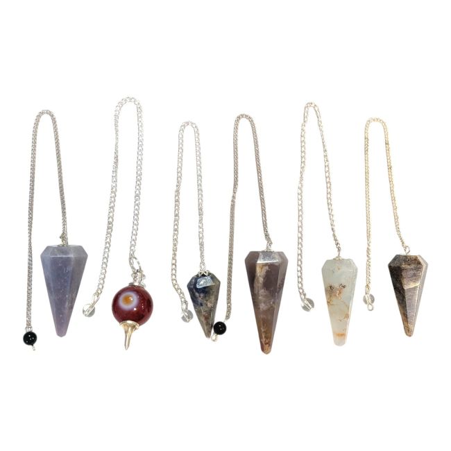 incense at Set of 6 pendulums made of natural stones