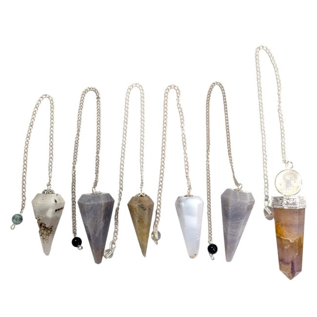 incense at Set of 6 pendulums made of natural stones