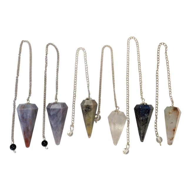 incense at Set of 6 pendulums made of natural stones