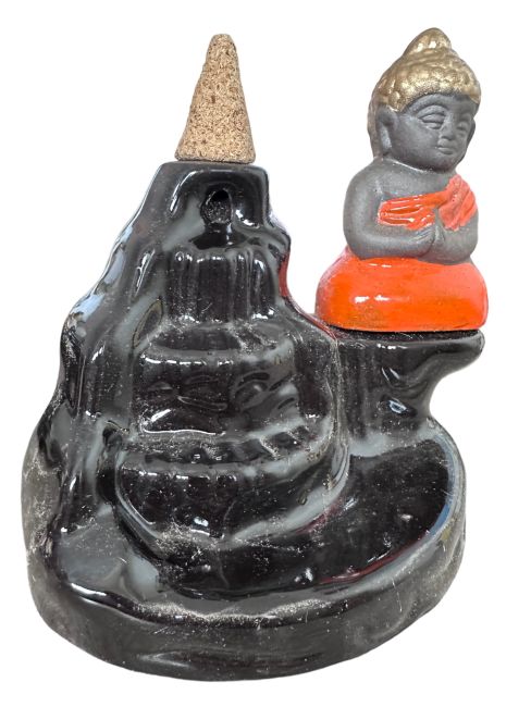 Round ceramic backflow incense holder