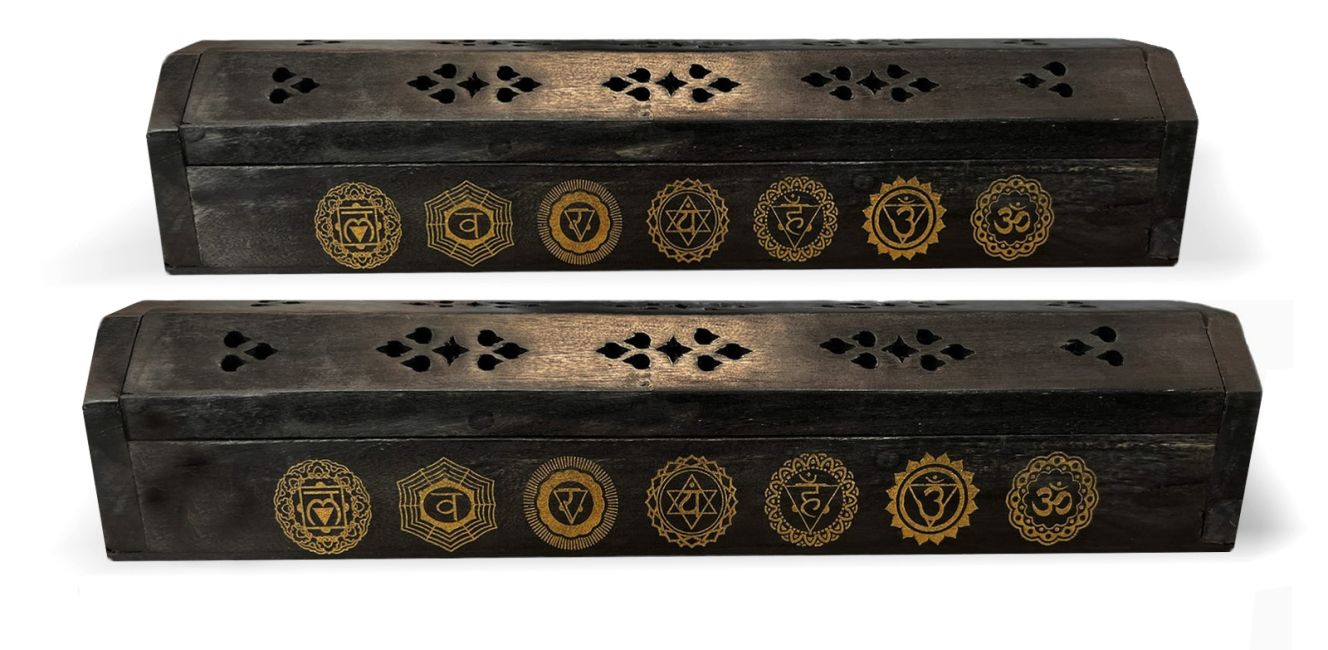 Black wooden incense holder - The 7 Chakras - 30cm - 2pcs