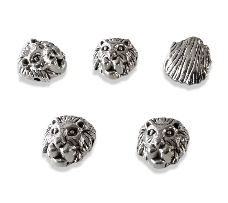 Silver Lion Head Spacer Charm Beads 12mm x30