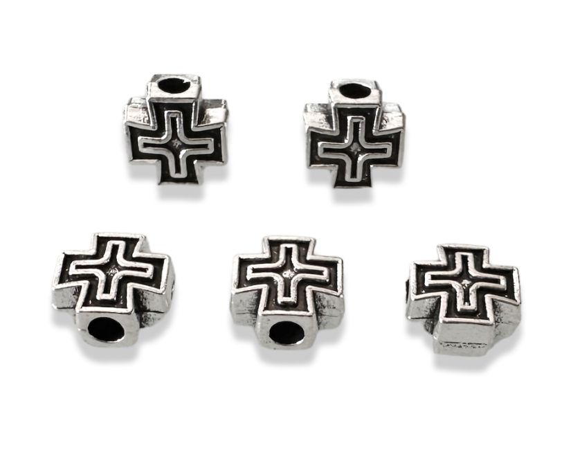 Silver cross spacer charm beads 8mm x50