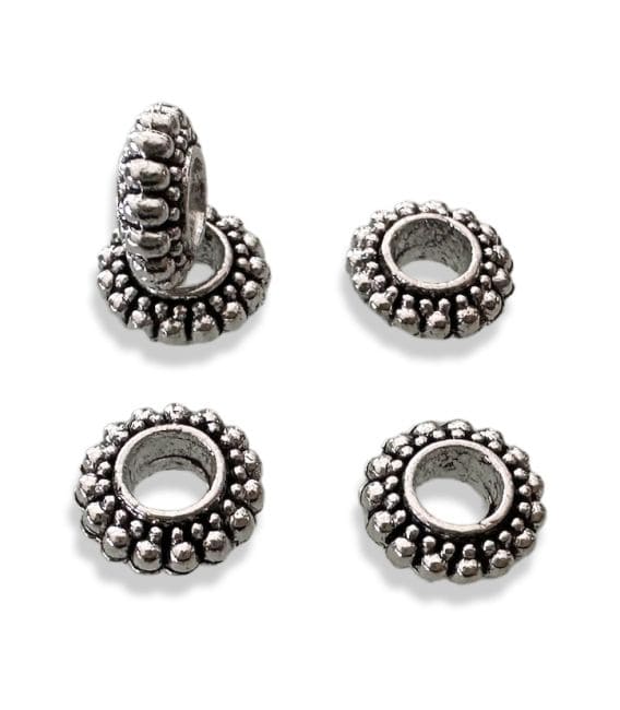 Spacer charm beads Silver Rondelle 7mm x100