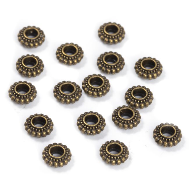 Charm Beads Spacer Rondelle Bronze Color 7mm x 100