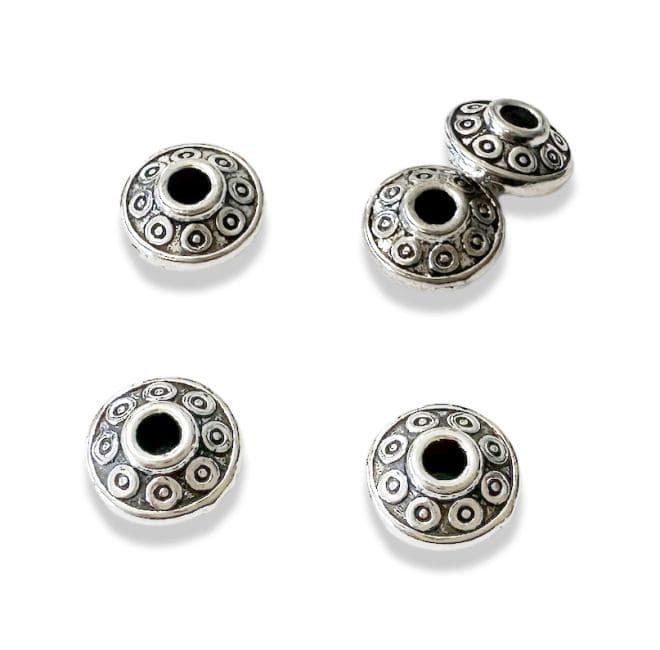 Silver Tribal Spinning Top Spacer Charm Beads 6mm x100