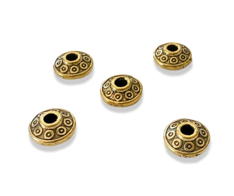 Gold Tribal Spinning Top Spacer Charm Beads 6mm x100