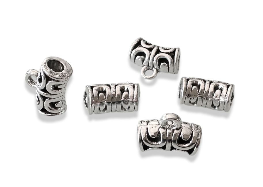Silver cylinder spacer charm beads 6mm x50