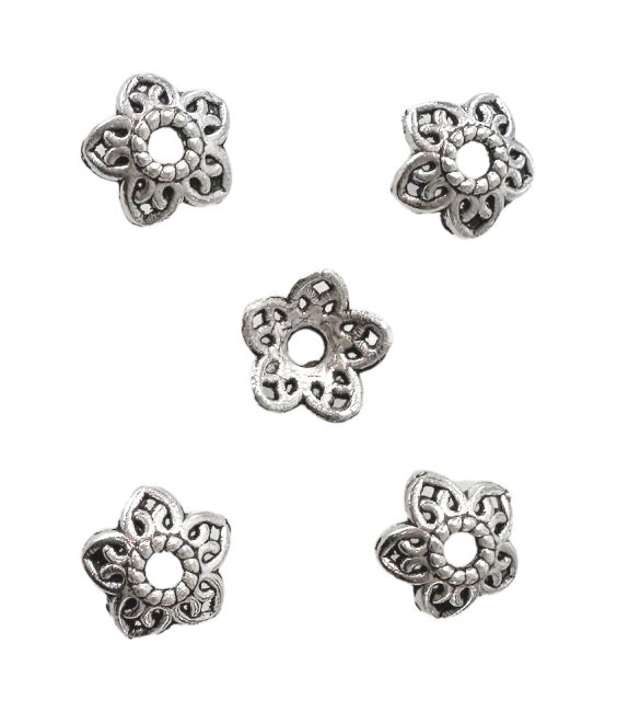 Silver Flower Spacer Charm Beads 8mm x100