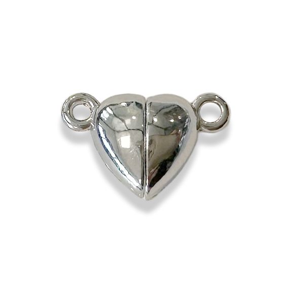 Magnetic Heart Clasp in Silver Metal 9mm x20