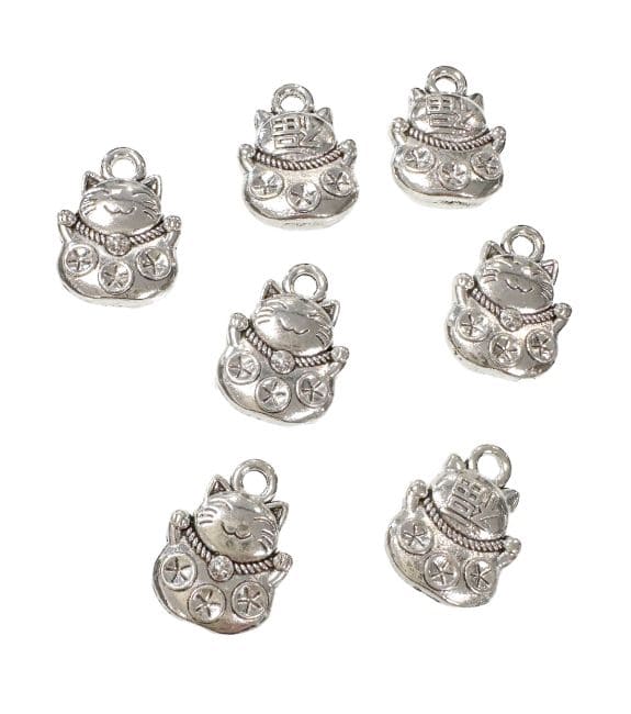 Lucky Cat metal charm beads 15mm x20