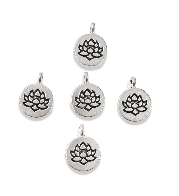 Silver Lotus Flower Spacer Charm Beads 15mm x50