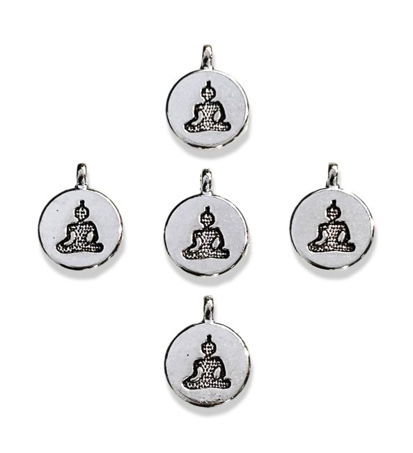 Silver Buddha Spacer Charm Beads 15mm x30