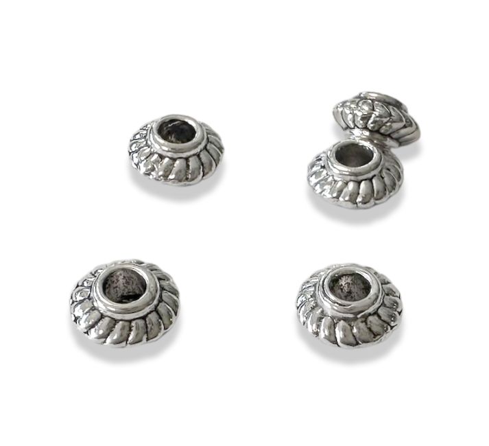 Silver Spinning Top Spacer Charm Beads 6mm x100