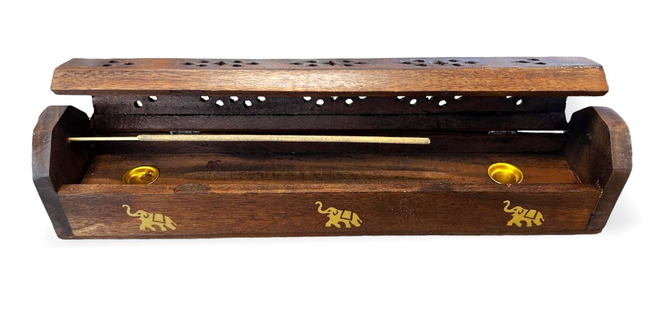 Black wooden incense holder Om golden 30cm - 2pcs