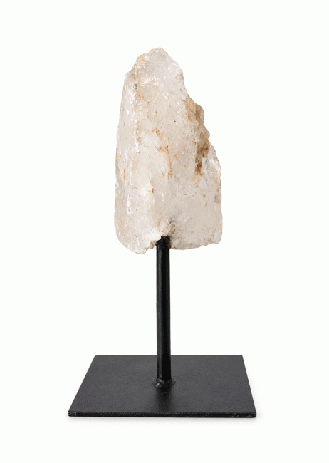 incense at Raw Clear Quartz A on Black Metal Stand 17-20 cm 600-900 g