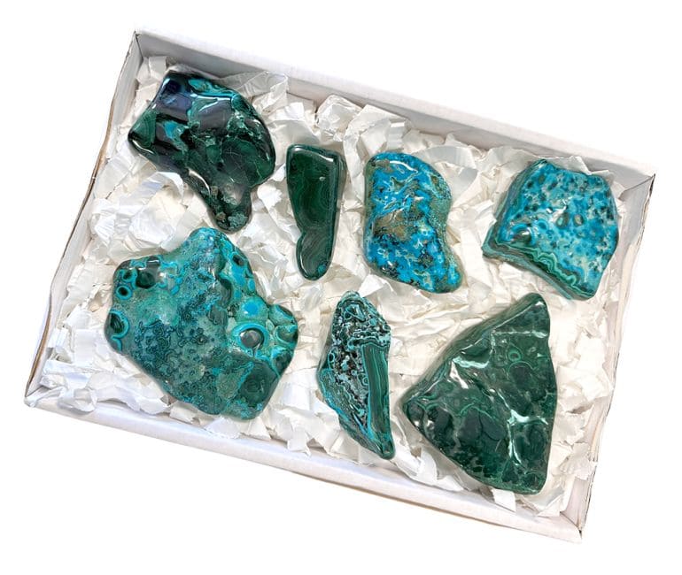 Pack Malachites Chrysocolla polished one side 1400g