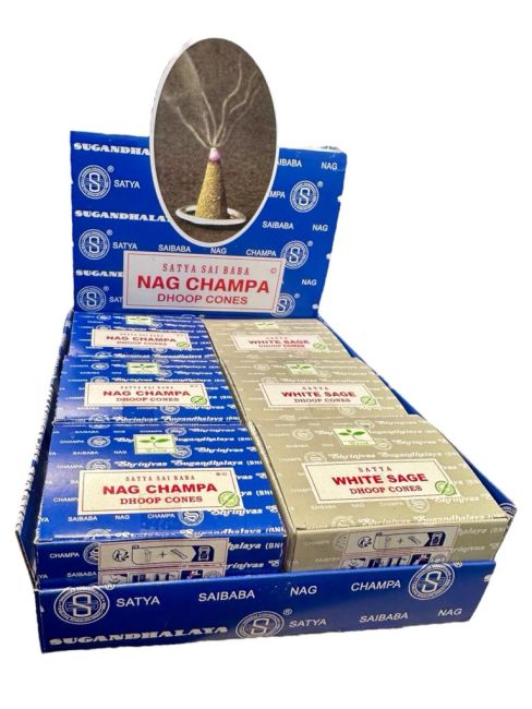 Satya Nag Champa Incense and White Sage Cones