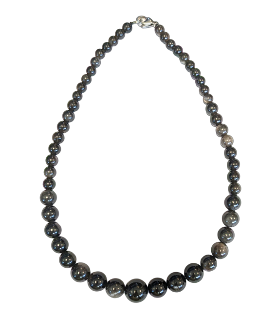 Silver Obsidian Necklace Drop Beads 6-14mm 45cm