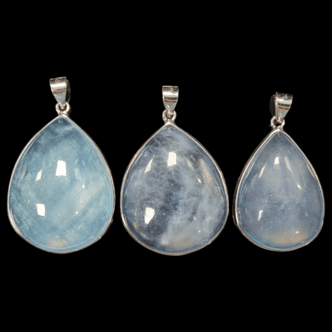 925 Silver Pendant Aquamarine AAA 3 pieces 19.83g