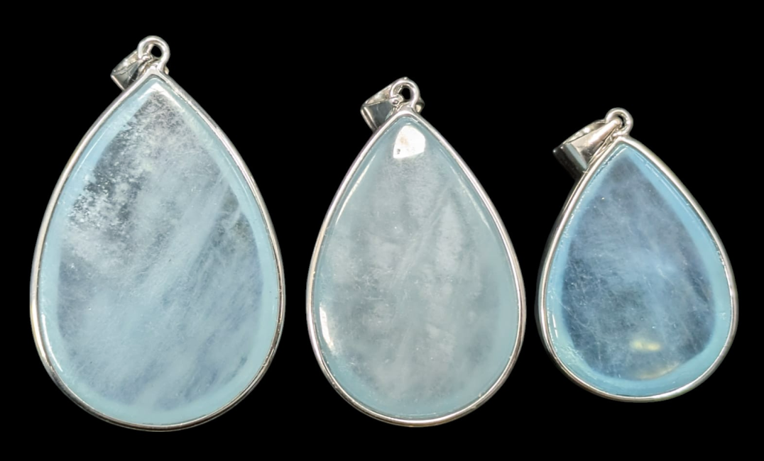 incense at 925 Silver Aquamarine AAA Pendant 3 pieces 21.27g|gb