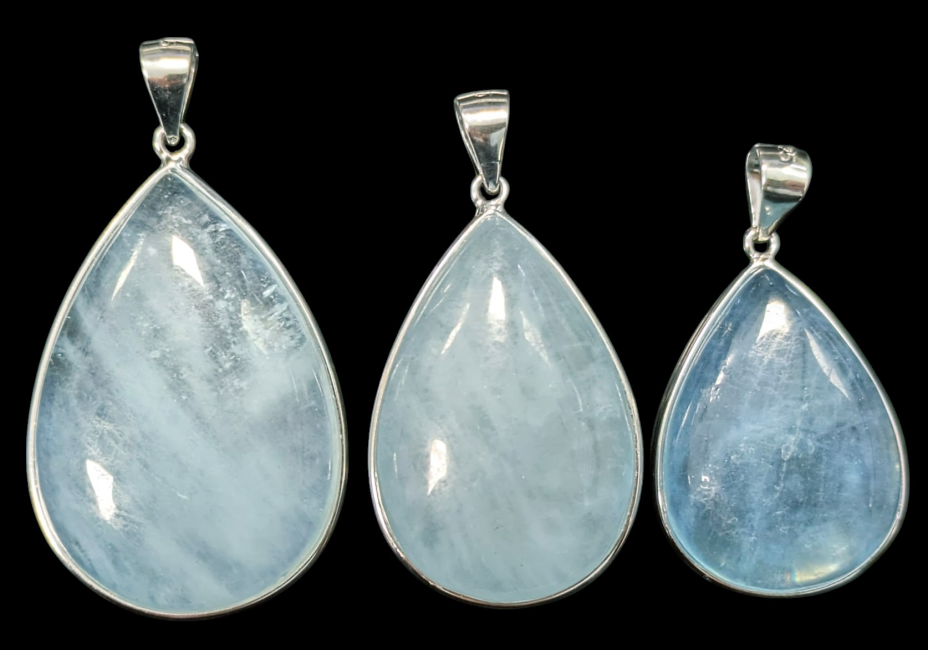 incense at 925 Silver Aquamarine AAA Pendant 3 pieces 21.27g