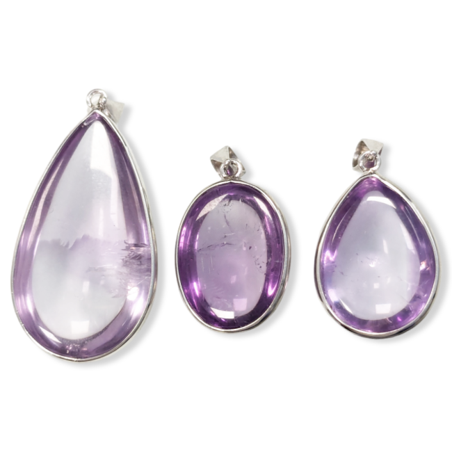925 Silver Amethyst Pendant AAA 3 pieces 17.08g