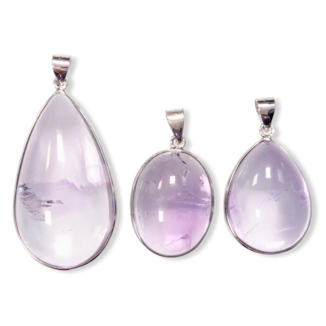 925 Silver Amethyst Pendant AAA 3 pieces 17.08g
