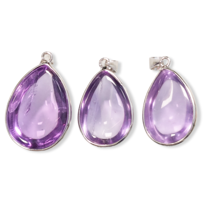 925 Silver Amethyst Pendant AAA 3 pieces 12.47g