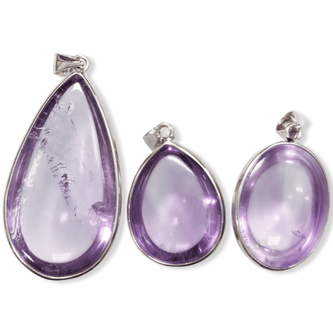 925 Silver Amethyst Pendant AAA 3 pieces 14.01g