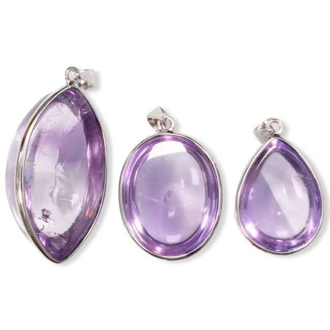925 Silver Amethyst Pendant AAA 3 pieces 16.13g