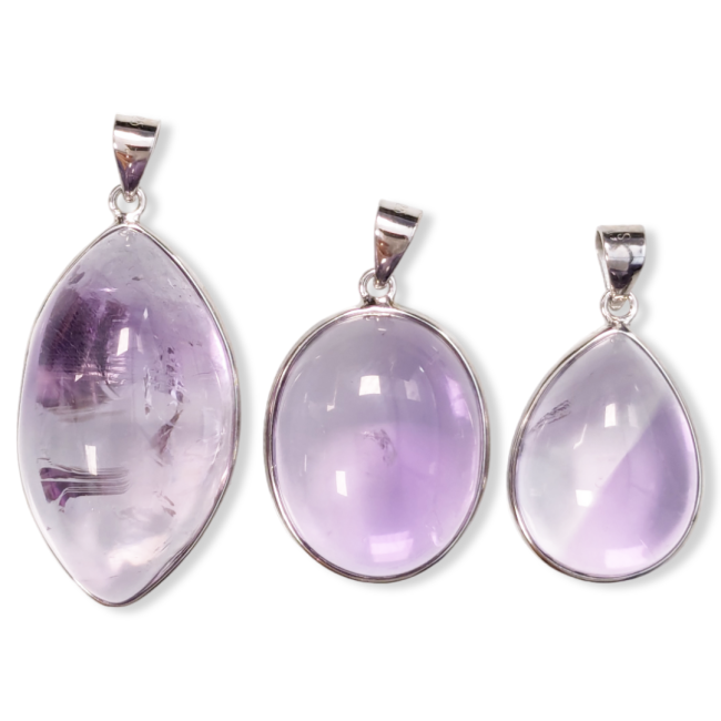925 Silver Amethyst Pendant AAA 3 pieces 16.13g