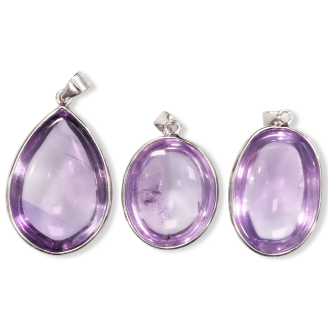 925 Silver Amethyst Pendant AAA 3 pieces 15.68g