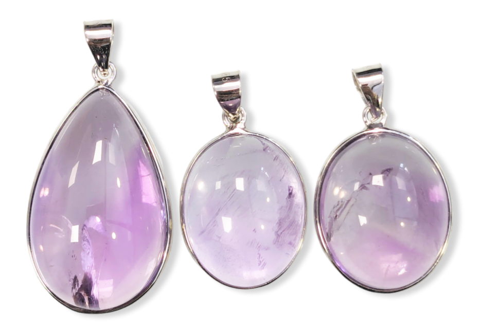 925 Silver Amethyst Pendant AAA 3 pieces 13.65g