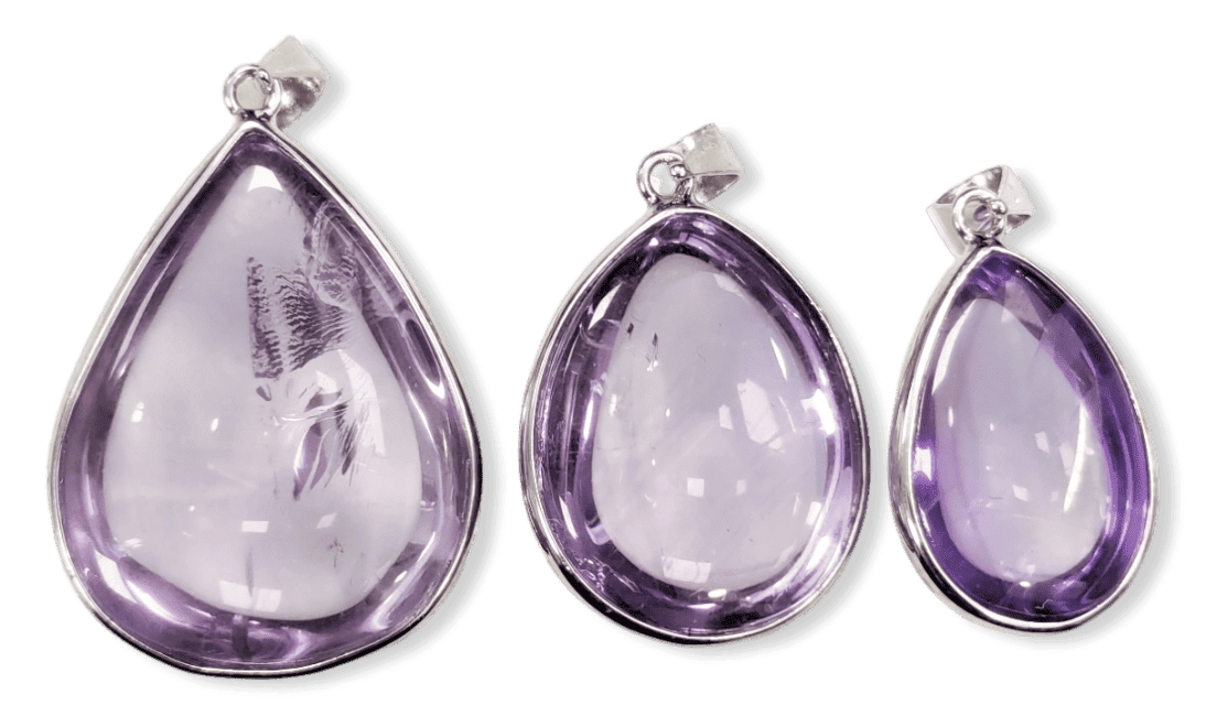 925 Silver Amethyst Pendant AAA 3 pieces 15.71g