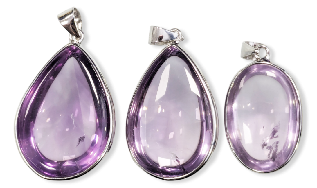 925 Silver Amethyst Pendant AAA 3 pieces 16.01g