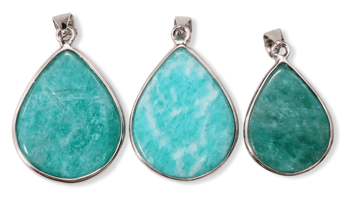 925 Silver Amazonite AA+ Pendant 3 pieces 10.23g