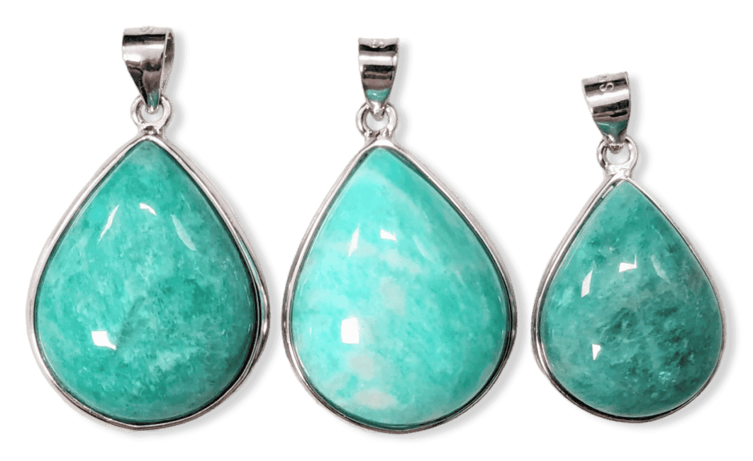 925 Silver Amazonite AA+ Pendant 3 pieces 10.23g