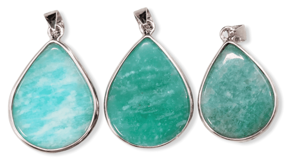 925 Silver Amazonite AA+ Pendant 3 pieces 10.27g