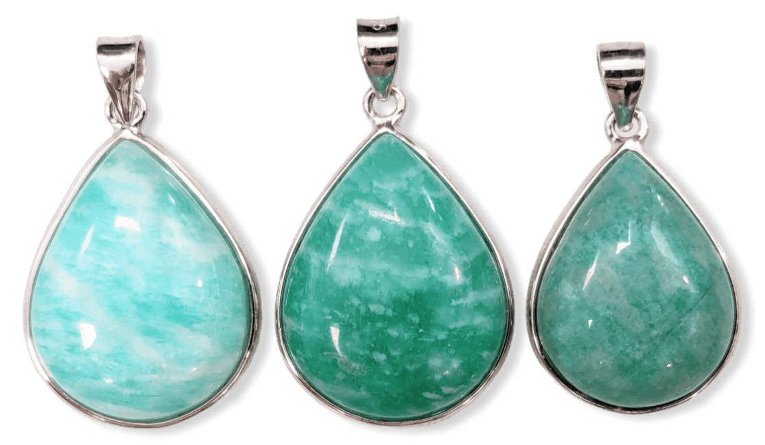 925 Silver Amazonite AA+ Pendant 3 pieces 10.27g