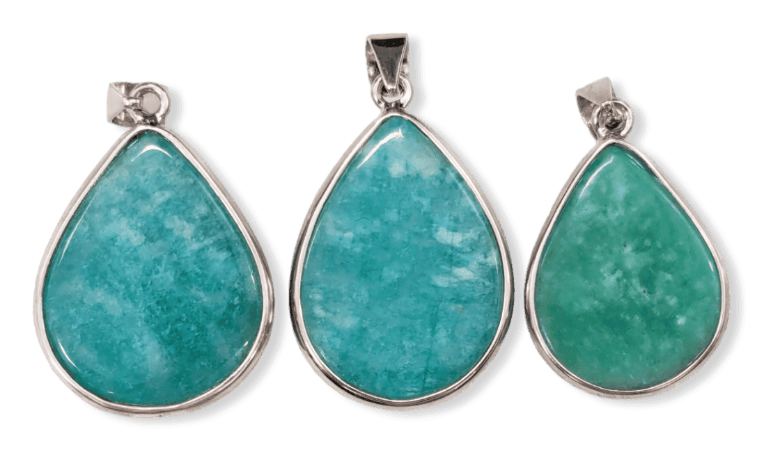 925 Silver Amazonite AA+ Pendant 3 pieces 11.23g