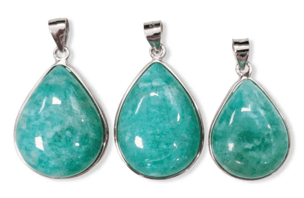 925 Silver Amazonite AA+ Pendant 3 pieces 11.23g