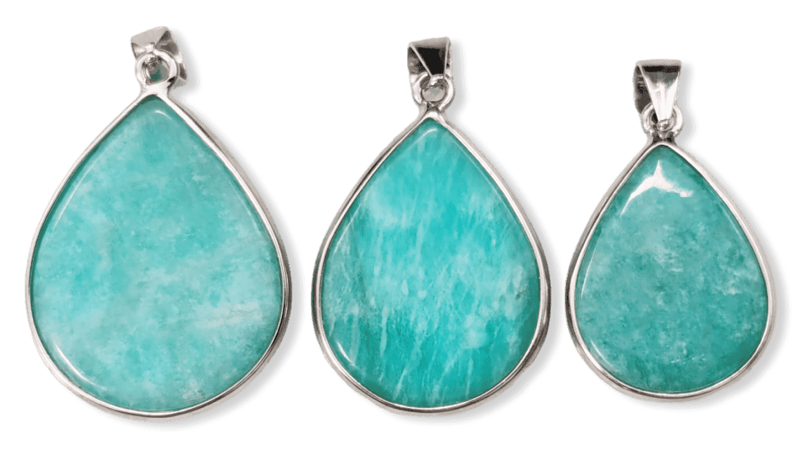 925 Silver Amazonite AA+ Pendant 3 pieces 11.24g