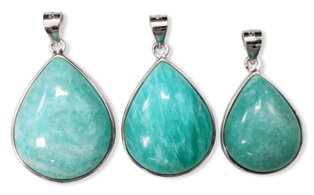 925 Silver Amazonite AA+ Pendant 3 pieces 11.24g